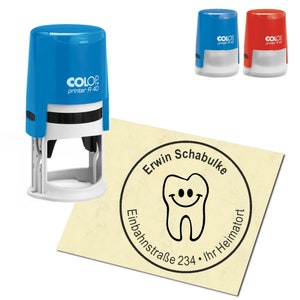 Timbro Indirizzo timbro personalizzato - dente ridente - circa ∅ 40 mm