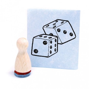 Ministempel Würfel - Holzstempel mini Motivstempel Abdruckgröße ca. Ø12 mm - kleiner Stempel Höhe 2,5 cm - Gechenkidee Scrapbooking Büro