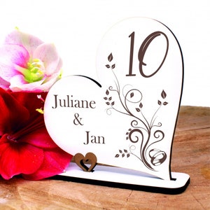 Rose bruiloft decoratief hart display huwelijksverjaardag 10 jaar jubileum gepersonaliseerd 15 x 15 cm - geschenk van geld bruiloft liefde huwelijk