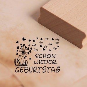 Motif Timbre à nouveau Timbre d’anniversaire Numéros de timbre Cœurs 48 x 38 mm - Timbre en bois Scrapbooking Embossing Crafts Stamps - Cadeau Salutation