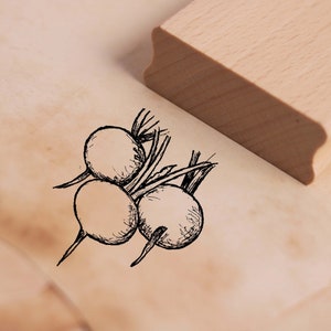 Motivstempel Radieschen - Gemüse Stempel 38 x 38 mm - Holzstempel Scrapbooking Embossing Stempeln Basteln Kindergarten Schule Küche Garten