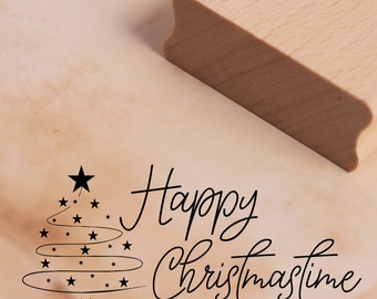 Timbre Joyeux Noël - Arbre de Noël Étoiles Motif Timbre env. 98 x 42 mm • Timbre en bois Timbre de Noël Saint-Nicolas Avent Noël Noël