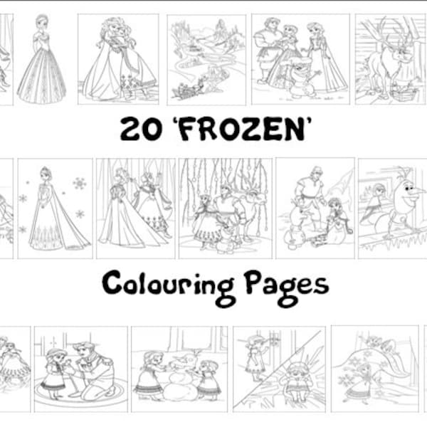FROZEN -  Colouring Book Pack - 20 x A4 Sheets ! (Rainy Day/ Holiday Craft for Children)