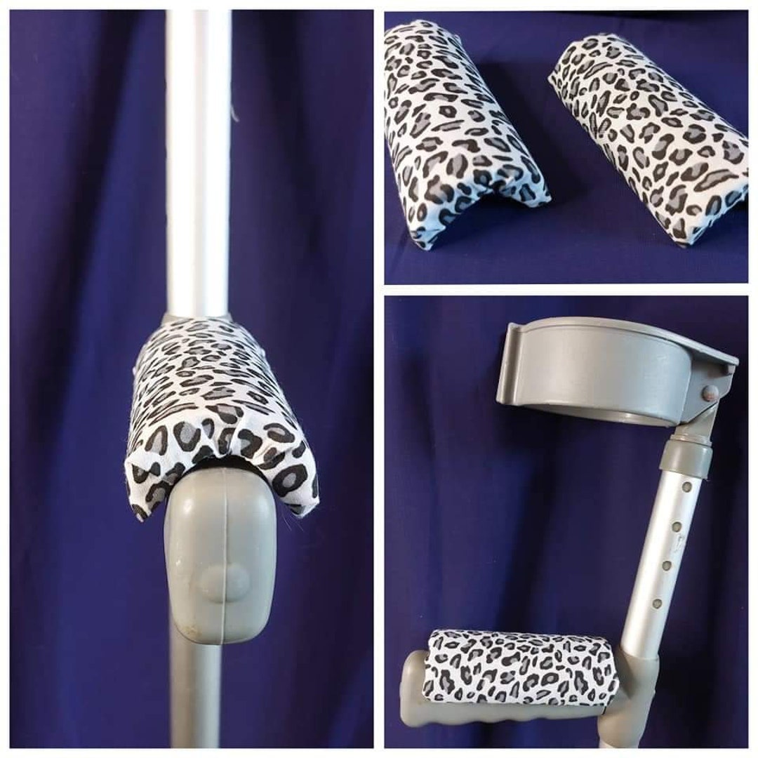 GREY LEOPARD Padded Crutch Handle Covers Adult/child Sizes Etsy