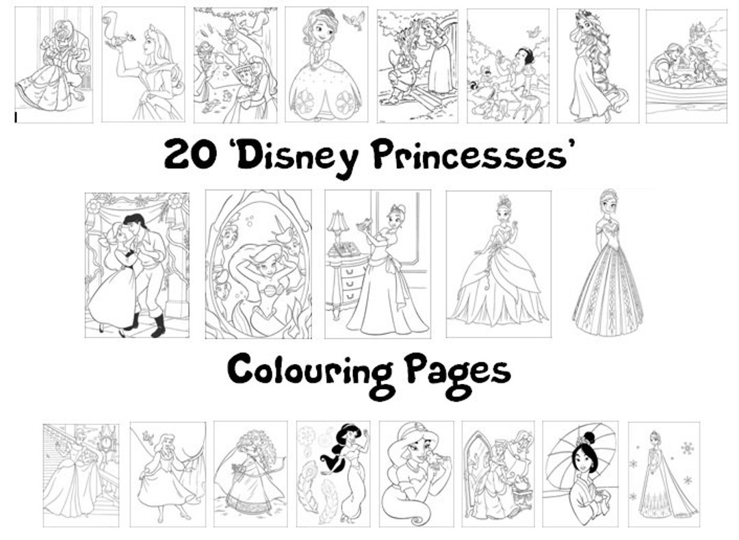 Principesse Disney colorazione Prenota Pack 20 fogli di x A4 Giorno di  pioggia / mestiere di vacanza per i bambini -  Italia