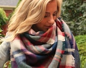 Nutmeg, OVERSIZED SQUARE Blanket Scarf, Winter scarf, large scarf, Blanket scarf, Plaid Scarf, Bridesmaid Scarf, scarves, women 39 s scarf
