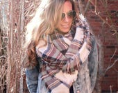 Heather Skies, OVERSIZED SQUARE Plaid Blanket Scarf, Winter scarf, Blanket Scarf women, Bridesmaid Scarf, best selling items, gift for her