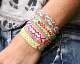 Surfer Woven Macrame Friendship Anklet or Bracelet: Multicolored Boho Style weaved bracelet, popular best selling macrame cotton bracelet
