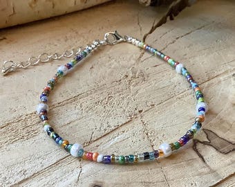 Tiny Seed Bead anklet, Waterproof Turquoise anklet, popular trendy anklet