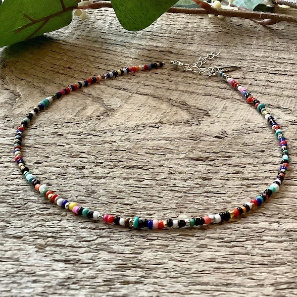 seed bead anklet, ankle bracelet, turquoise anklet, beach jewelry, womens anklet, multi coloured anklet, tiny bead Beachy necklace