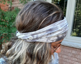 Tiedye Headband, grey yoga headband, turban headband , tapered headband, best selling headband, tapered headband, workout Headband