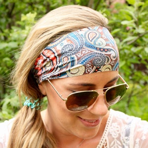 Buy 2 get 3 Womens headbands, Yoga headband, Paisley desert, running headband, best selling headband, scuba headband, Workout headband image 1