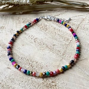 dainty faceted crystal beaded colourful anklet, seed bead anklet, small bead anklet, dainty bead anklet, popular best selling ankle bracelet
