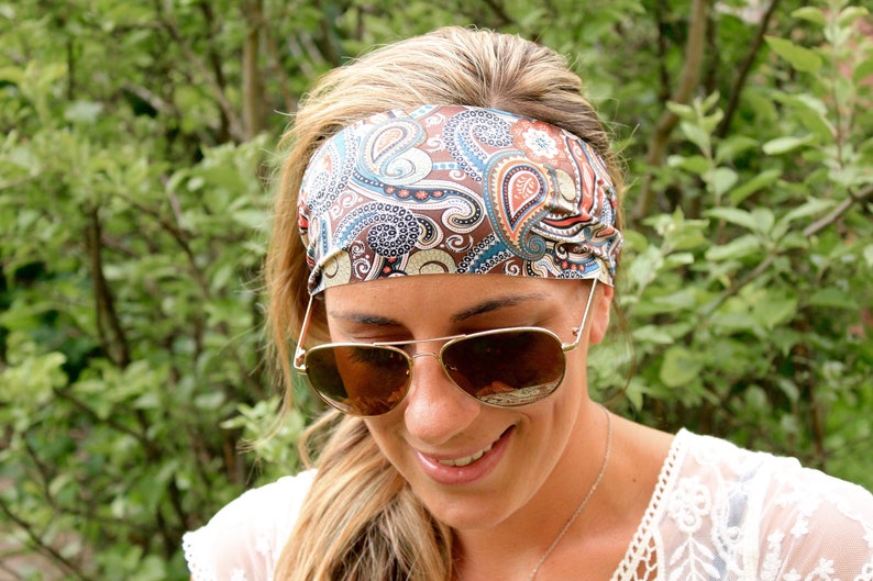 Buy 2 get 3 Womens headbands, Yoga headband, Paisley desert, running headband, best selling headband, scuba headband, Workout headband image 4