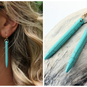 turquoise earrings, dangle earrings, bohemian earrings, brit inspired earrings, spike earring, dangle earrings, best selling earring