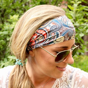 Buy 2 get 3 Womens headbands, Yoga headband, Paisley desert, running headband, best selling headband, scuba headband, Workout headband image 3