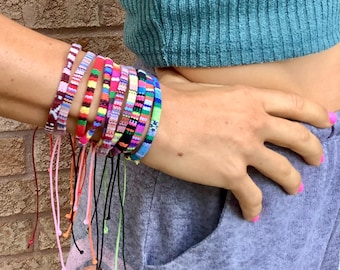 Surfer Macrame Hemp Beach Anklet or Bracelet: Multicolored Boho Surfer Style bracelet, friendship bracelets, popular weaved bracelet