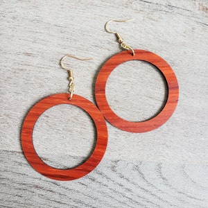 Sold Wood Hoop Earrings Made of Blood Wood