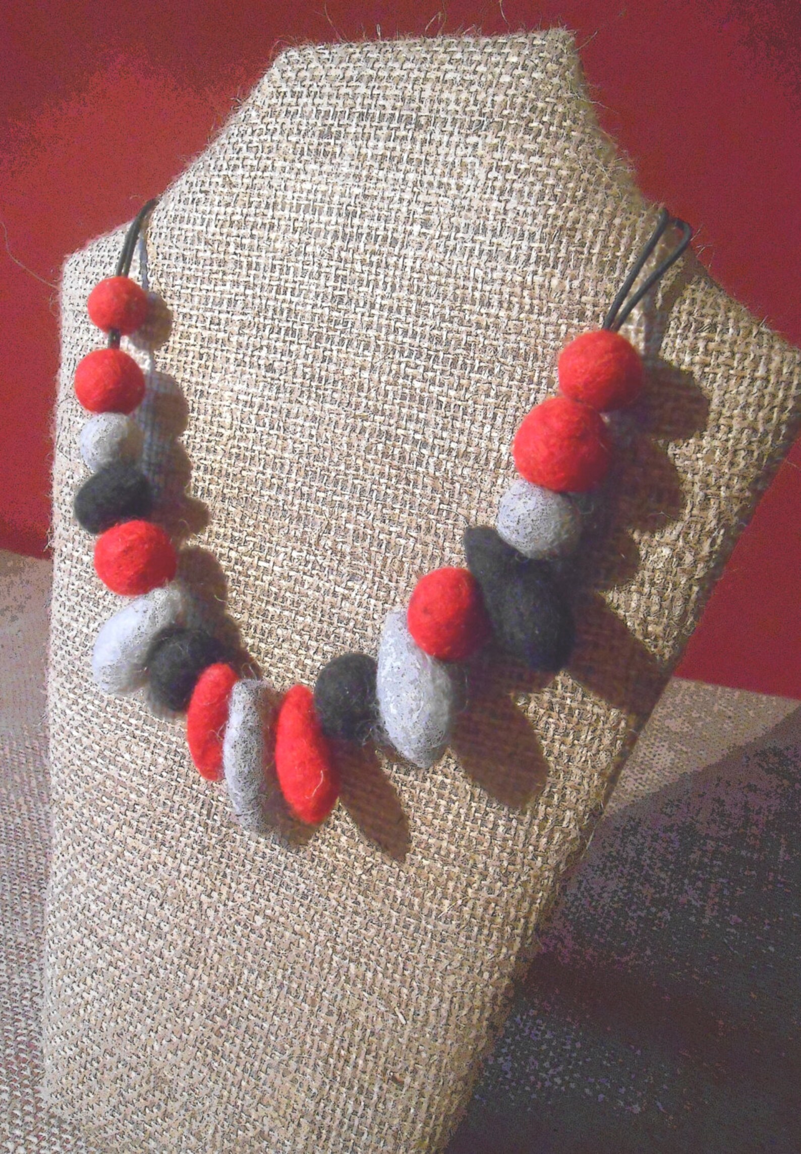 Hand felted three colour necklace Etsy