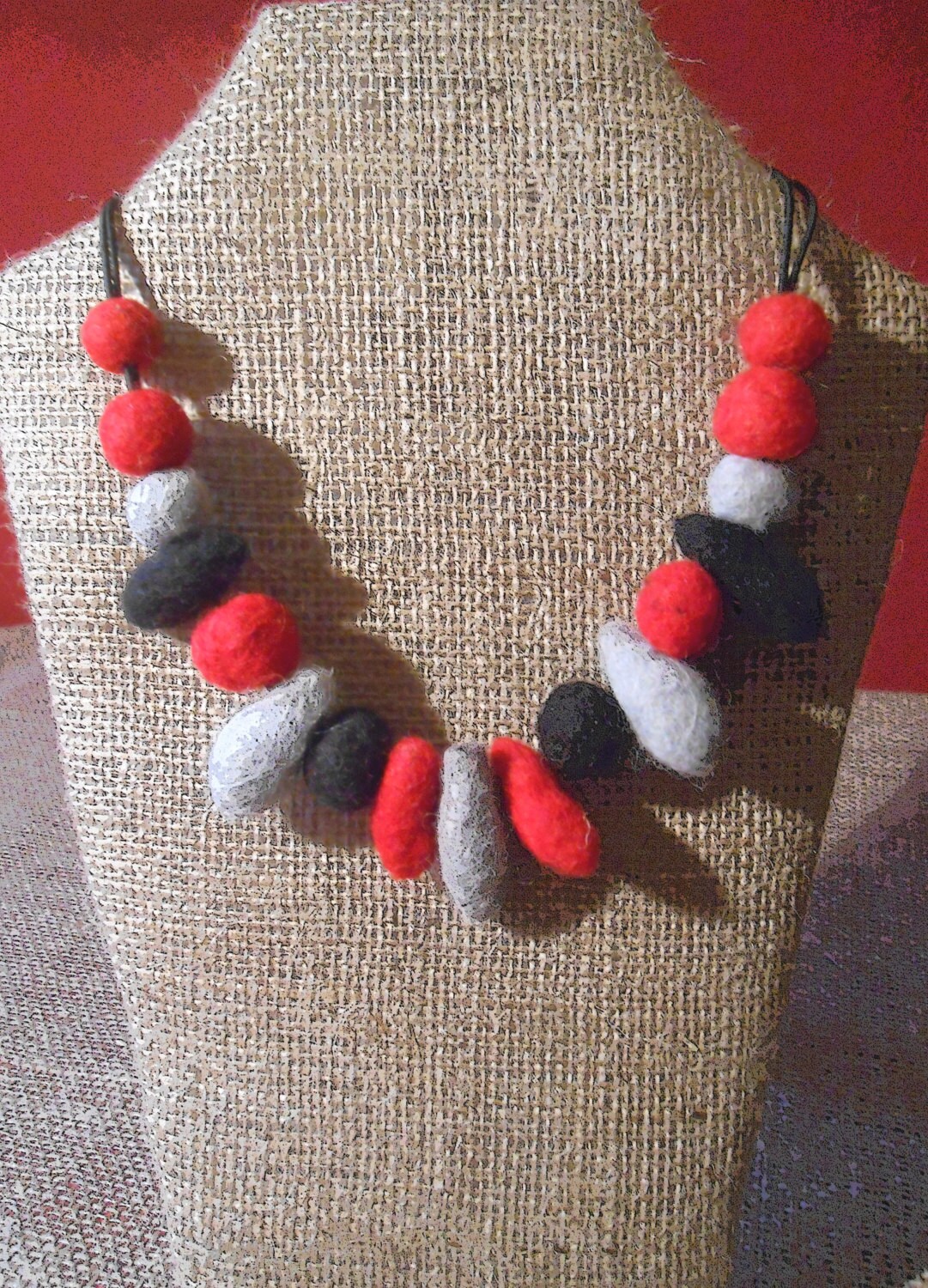 Hand felted three colour necklace Etsy