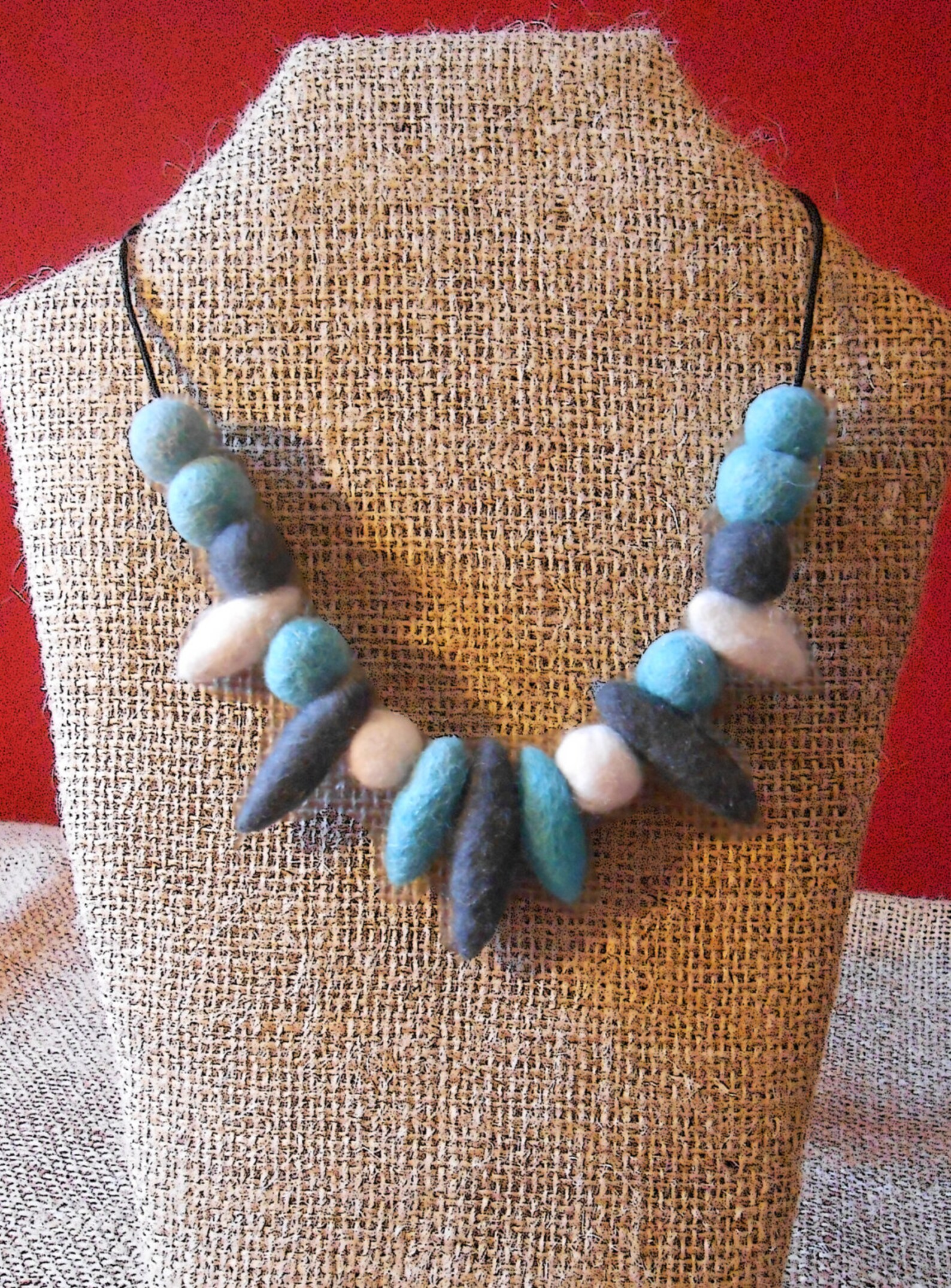 Hand felted three colour necklace Etsy