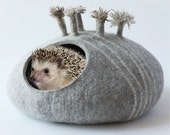 Hedgehog bed small animal cave felted pet house small pet bed small pet furniture nap pouch hamster house eco-friendly