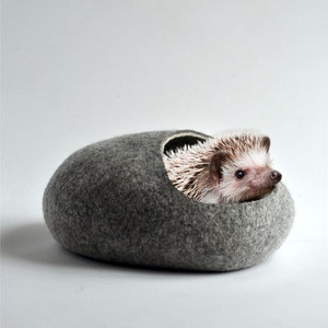 Hedgehog bed/small animal cave/felted pet house/small pet bed/small pet furniture/nap pouch/hamster house/ eco-friendly