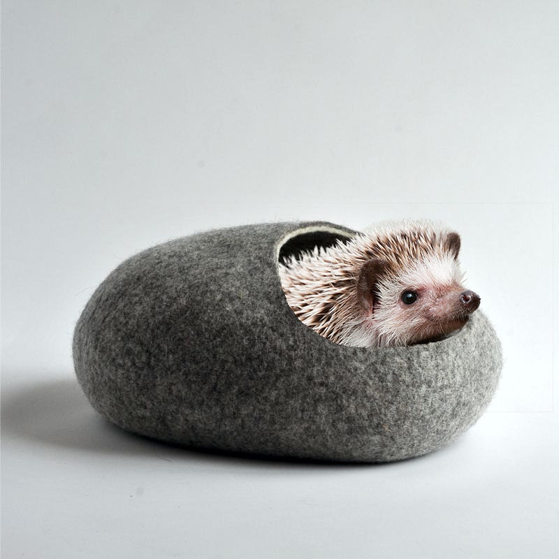 Hedgehog bed/small animal cave/felted pet house/small pet bed/small pet furniture/nap pouch/hamster house/ eco-friendly
