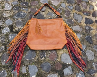 Earth Harvest Goddess Ombré Braided Ideal Hobo Starlight Bag with Leather Double Fringe.