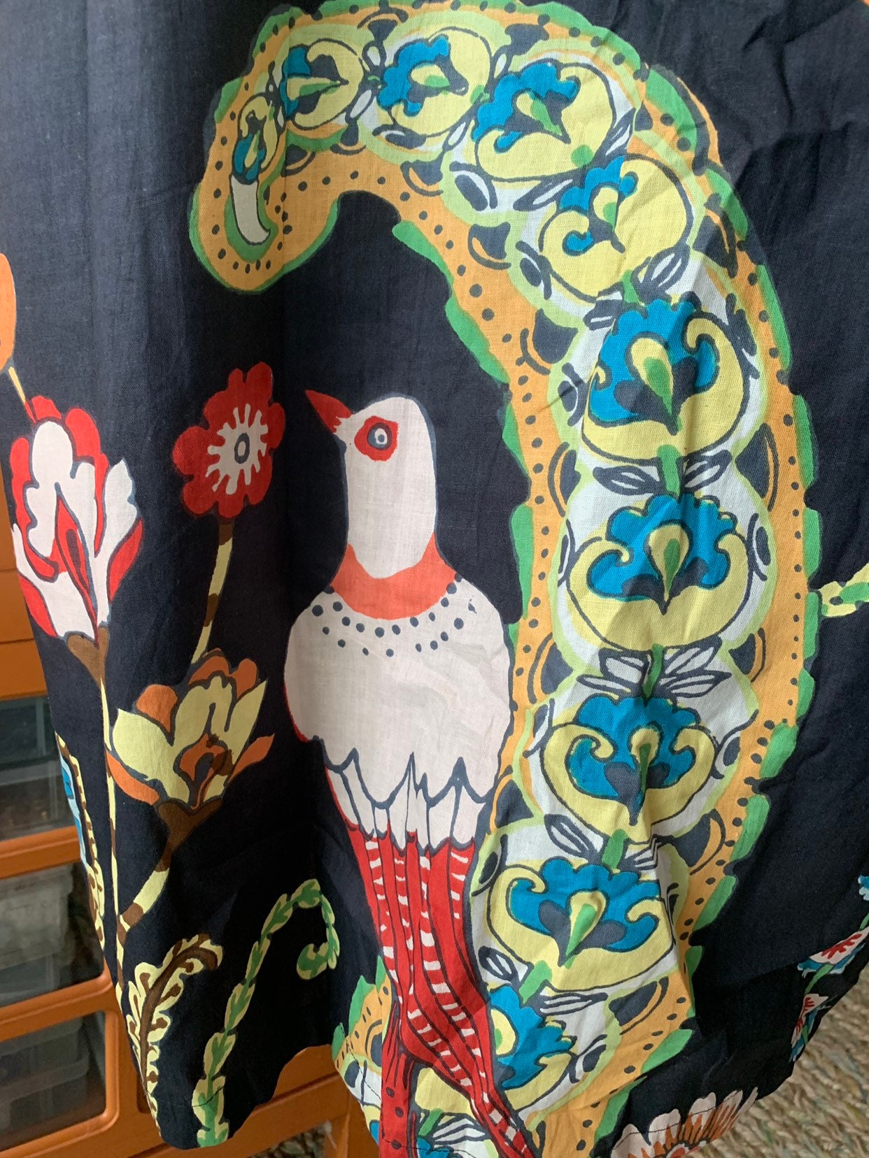 Bird's Song Cotton Kimono Black