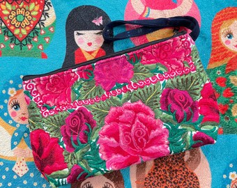 Rose Tattoo Grab and Go Vegan Huipil Wristlet