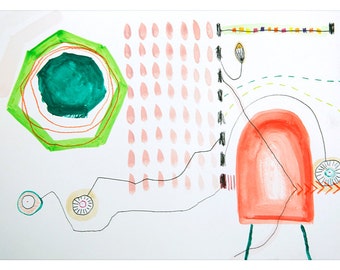 harvesting my rainbow carrots \\ an 11x15 original mixed media painting on paper