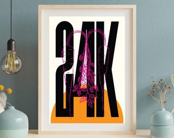 24K poster eierstokflora 11 x 14 | Eigentijdse woondecoratie | Leuke kleurrijke muurkunst | Feministisch cadeau | Typografie + illustratie