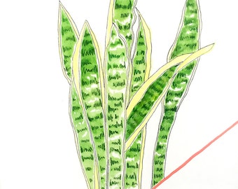 slangenplanten boven bier, of was het andersom? \\ een origineel schilderij met gemengde techniek van 18 x 24 op papier