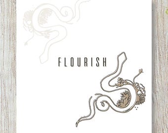 Flourish 5"x5" Square Print| Vision | Poppies, Grow, Flowers | Wall Decor | Spiritual Positive Supportive Motivating Inspiring Snake Art
