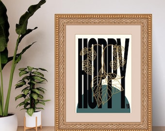 Poster Hoppy Place Fallopian Flora 11 x 14 | Eigentijdse woondecoratie | Leuke kleurrijke muurkunst | Feministisch cadeau | Typografie + illustratie