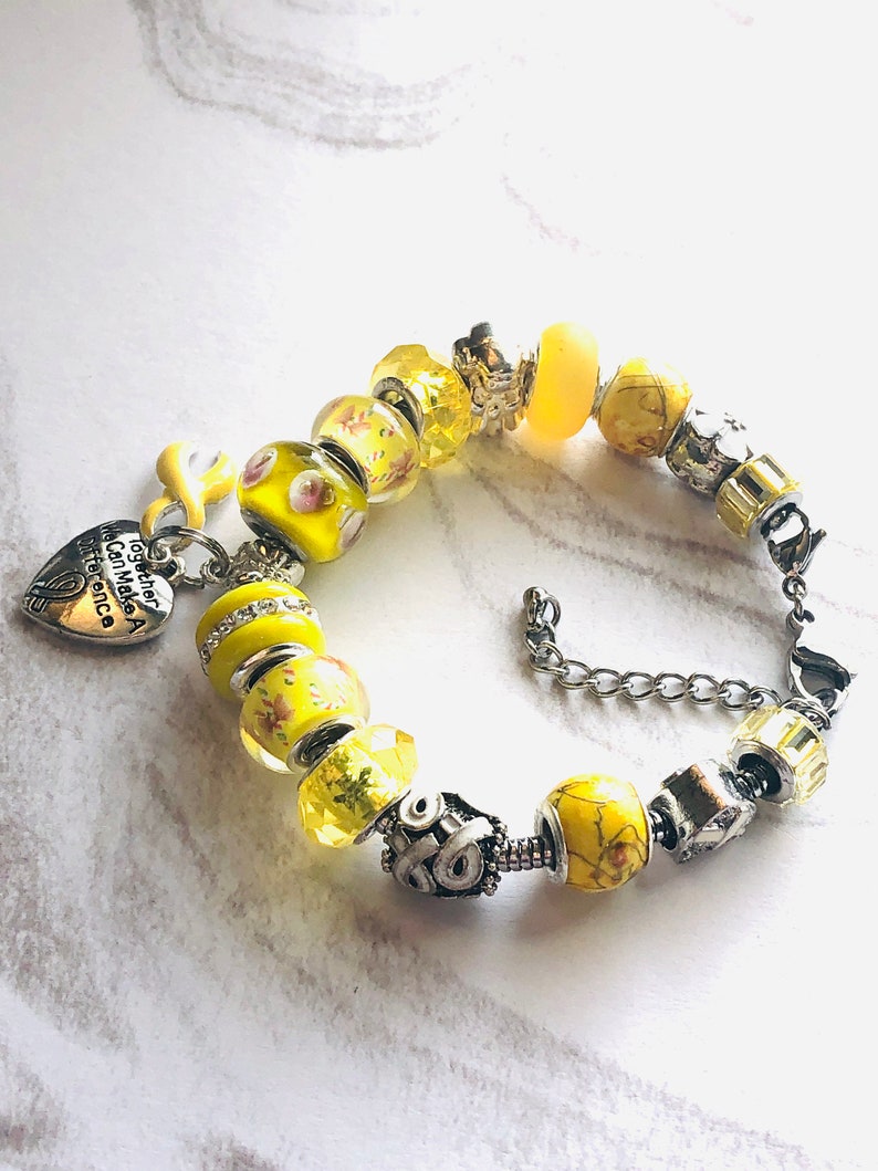 AdenosarcomaSarcomaSuicide Prevention Awareness Bracelets Yellow Awareness Bracelet European Style Bracelet Cancer Support ALL SIZES