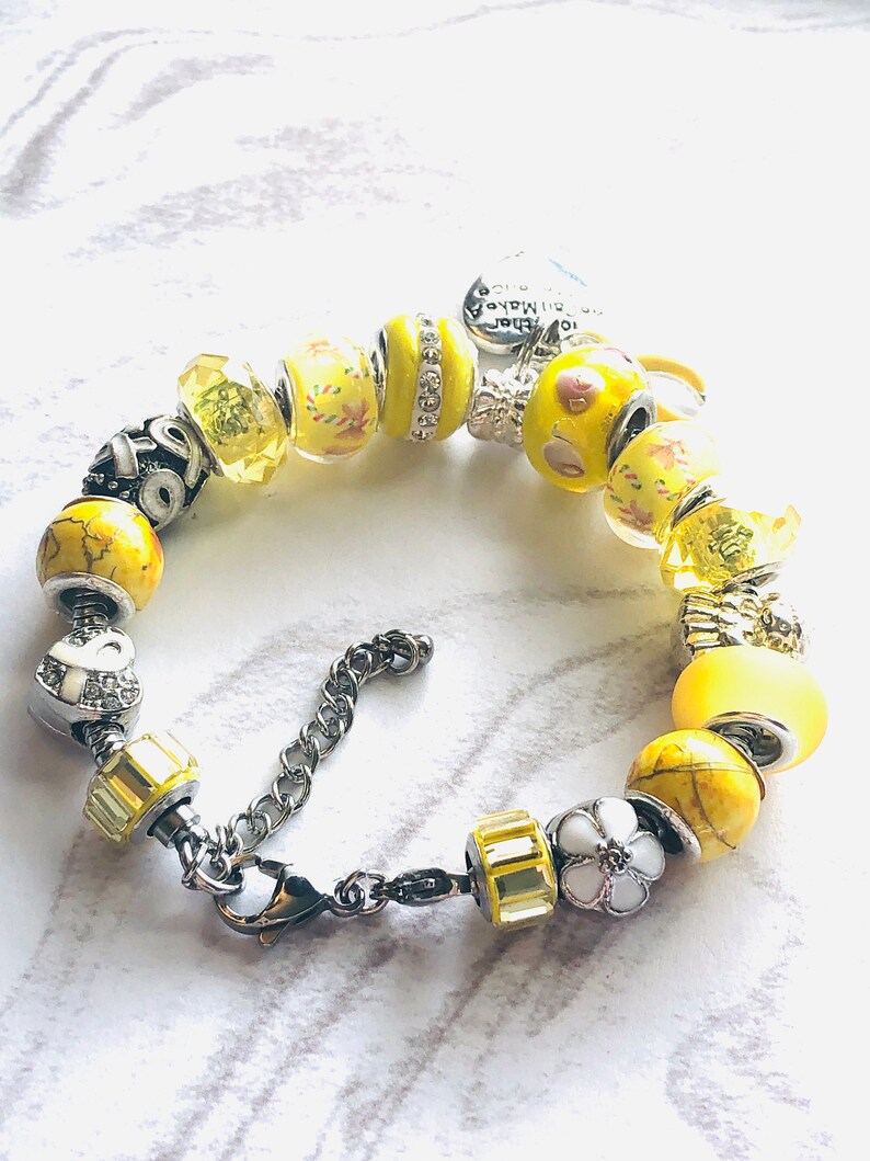 AdenosarcomaSarcomaSuicide Prevention Awareness Bracelets Yellow Awareness Bracelet European Style Bracelet Cancer Support ALL SIZES