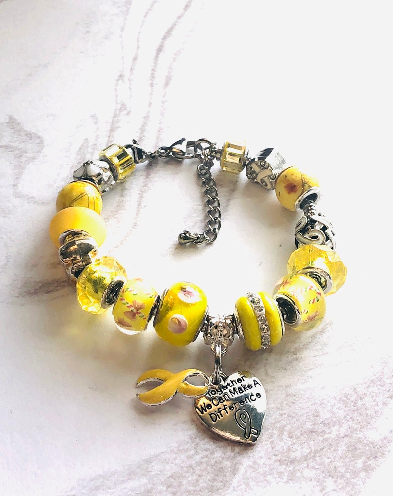 AdenosarcomaSarcomaSuicide Prevention Awareness Bracelets Yellow Awareness Bracelet European Style Bracelet Cancer Support ALL SIZES
