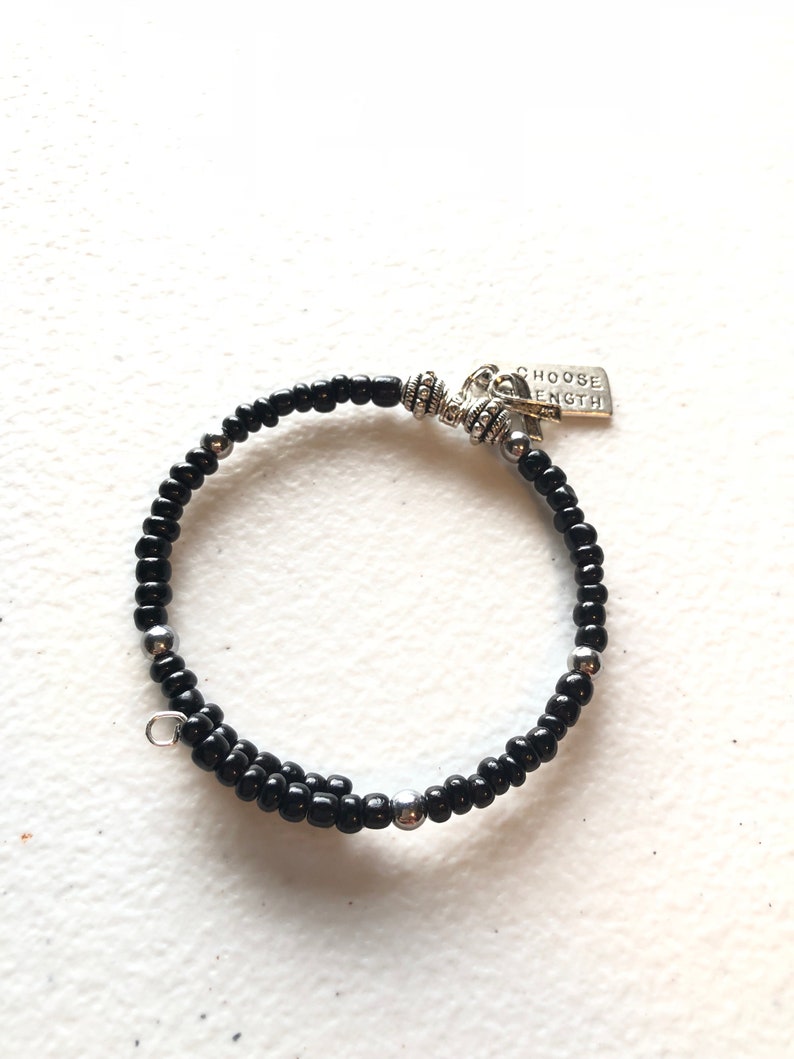 Sleep Disorders Melanoma Black Awareness I Choose Strength Mourning Minimal Bracelet Black Cancer Awareness Bracelet Narcolepsy
