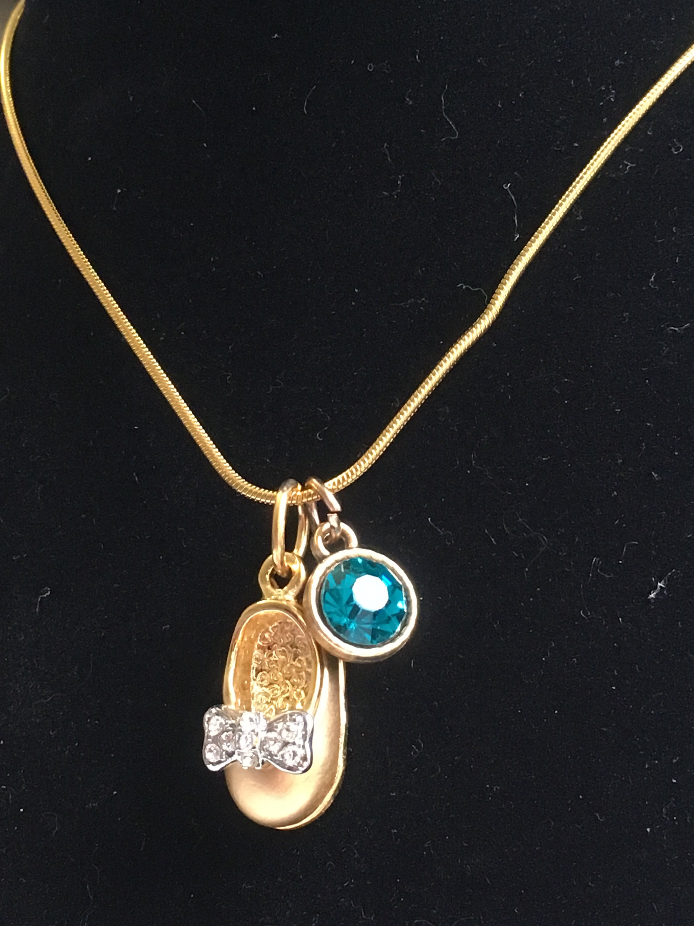 Baby Shoe Baby Bootie Necklace Choose Your Birthstone Gold Etsy