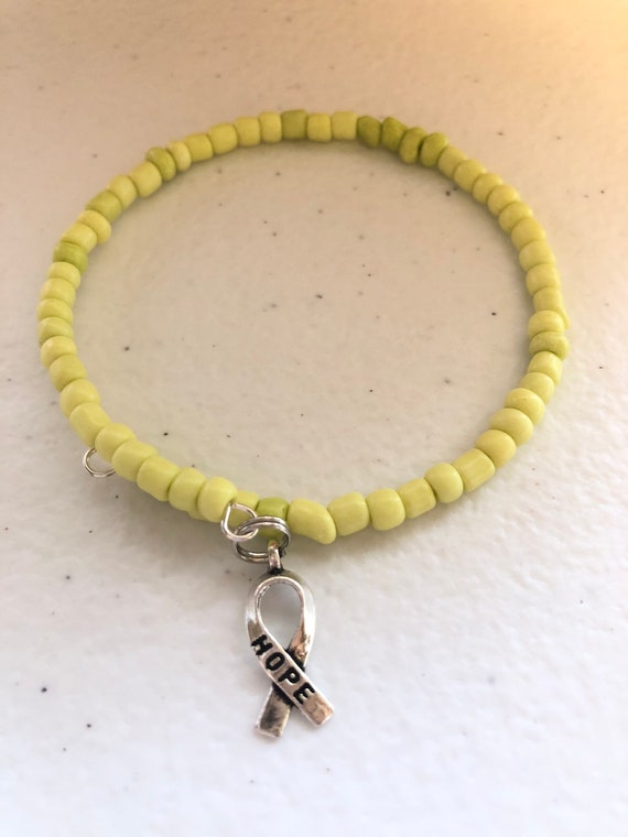 Mental Health Awareness Bracelets Memory Wire Lymphoma Awareness Bracelet Childhood Depression Mood Disorders Lime Green Awareness PTSD