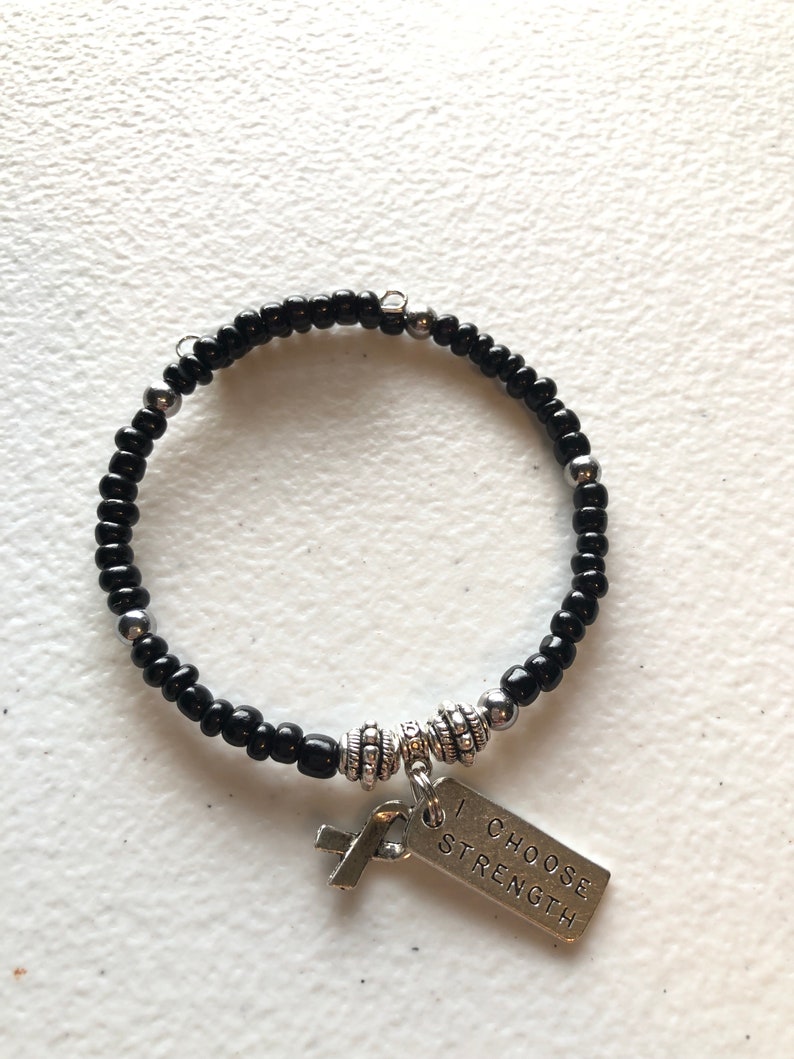 Sleep Disorders Melanoma Black Awareness I Choose Strength Mourning Minimal Bracelet Black Cancer Awareness Bracelet Narcolepsy