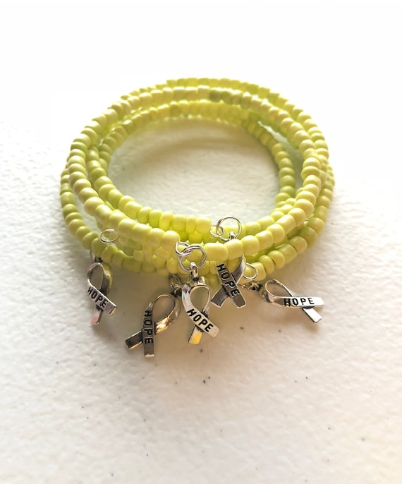 Mental Health Awareness Bracelets Memory Wire Lymphoma Awareness Bracelet Childhood Depression Mood Disorders Lime Green Awareness PTSD