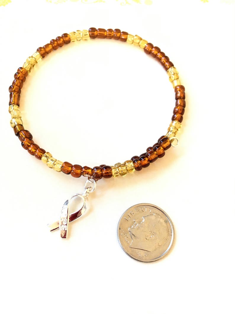 Appendix Cancer Awareness Pseudomyxoma Peritonei Awareness Minimalist Memory Wire Awareness Amber Awareness Beaded Hope Bracelet
