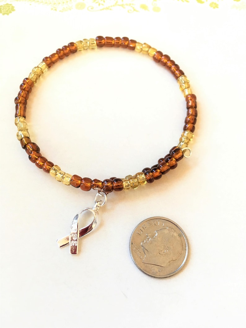 Appendix Cancer Awareness Pseudomyxoma Peritonei Awareness Minimalist Memory Wire Awareness Amber Awareness Beaded Hope Bracelet