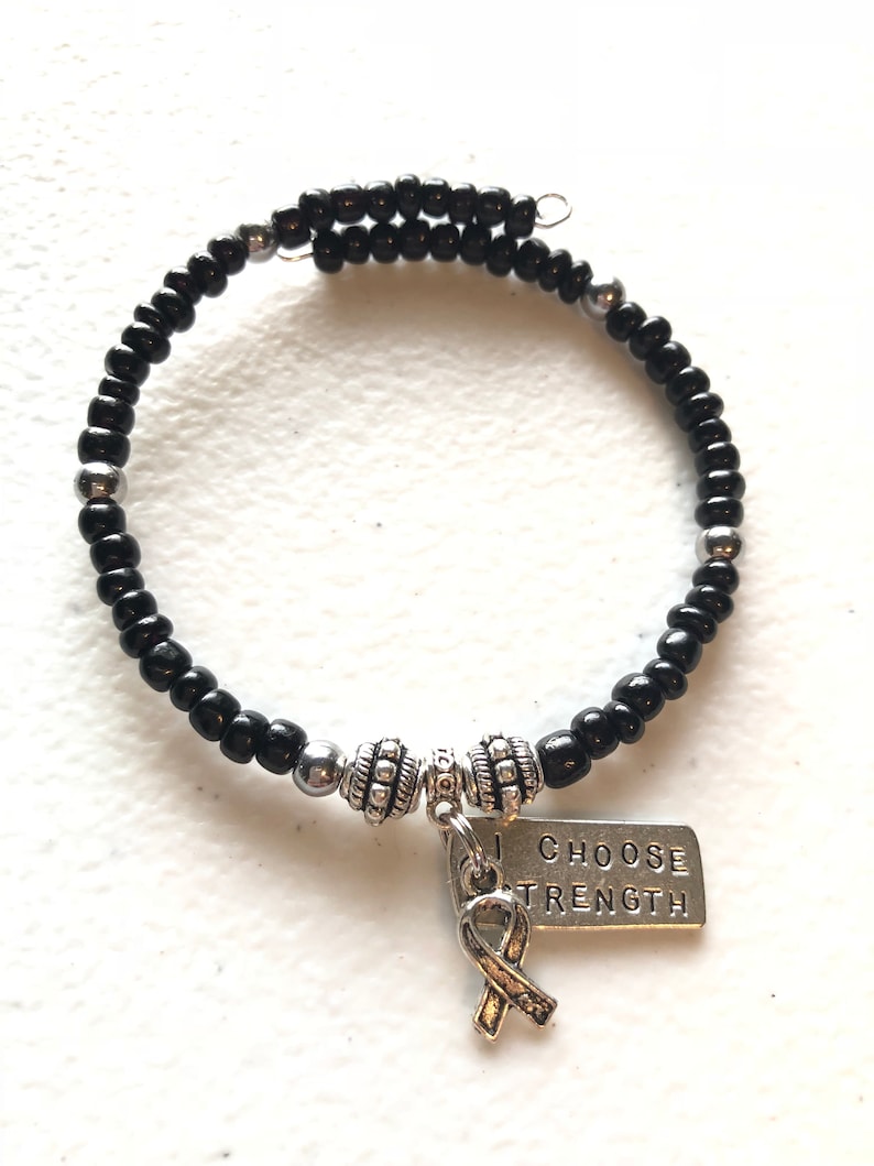 Sleep Disorders Melanoma Black Awareness I Choose Strength Mourning Minimal Bracelet Black Cancer Awareness Bracelet Narcolepsy