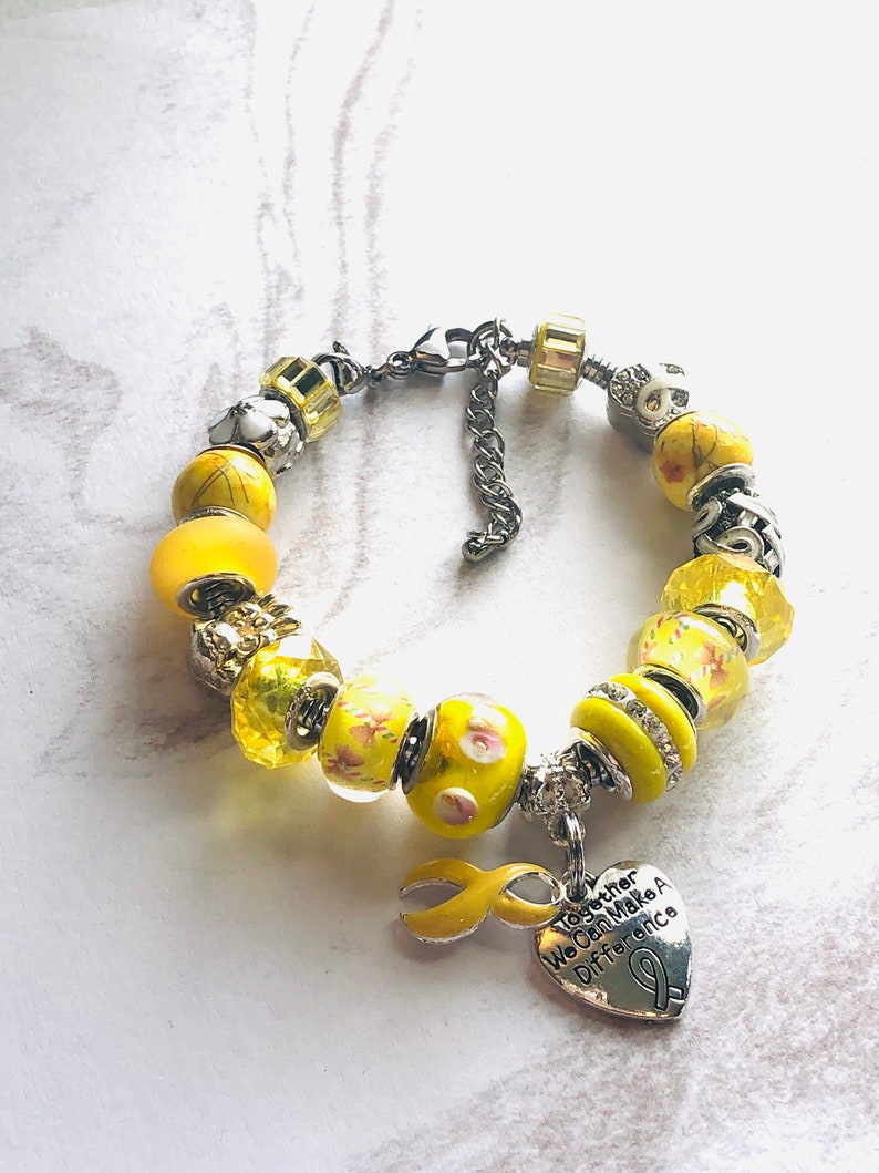 AdenosarcomaSarcomaSuicide Prevention Awareness Bracelets Yellow Awareness Bracelet European Style Bracelet Cancer Support ALL SIZES
