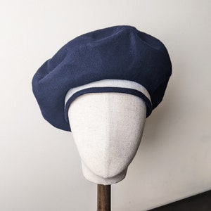 90s Wool Tam Cap, Oversized Felt Beret, Size Small Medium