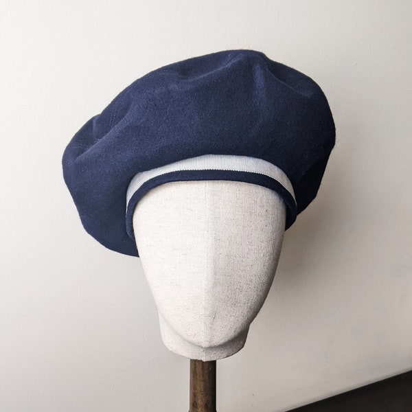 Casquette Tam en laine des années 90, béret feutre surdimensionné, taille petite moyenne